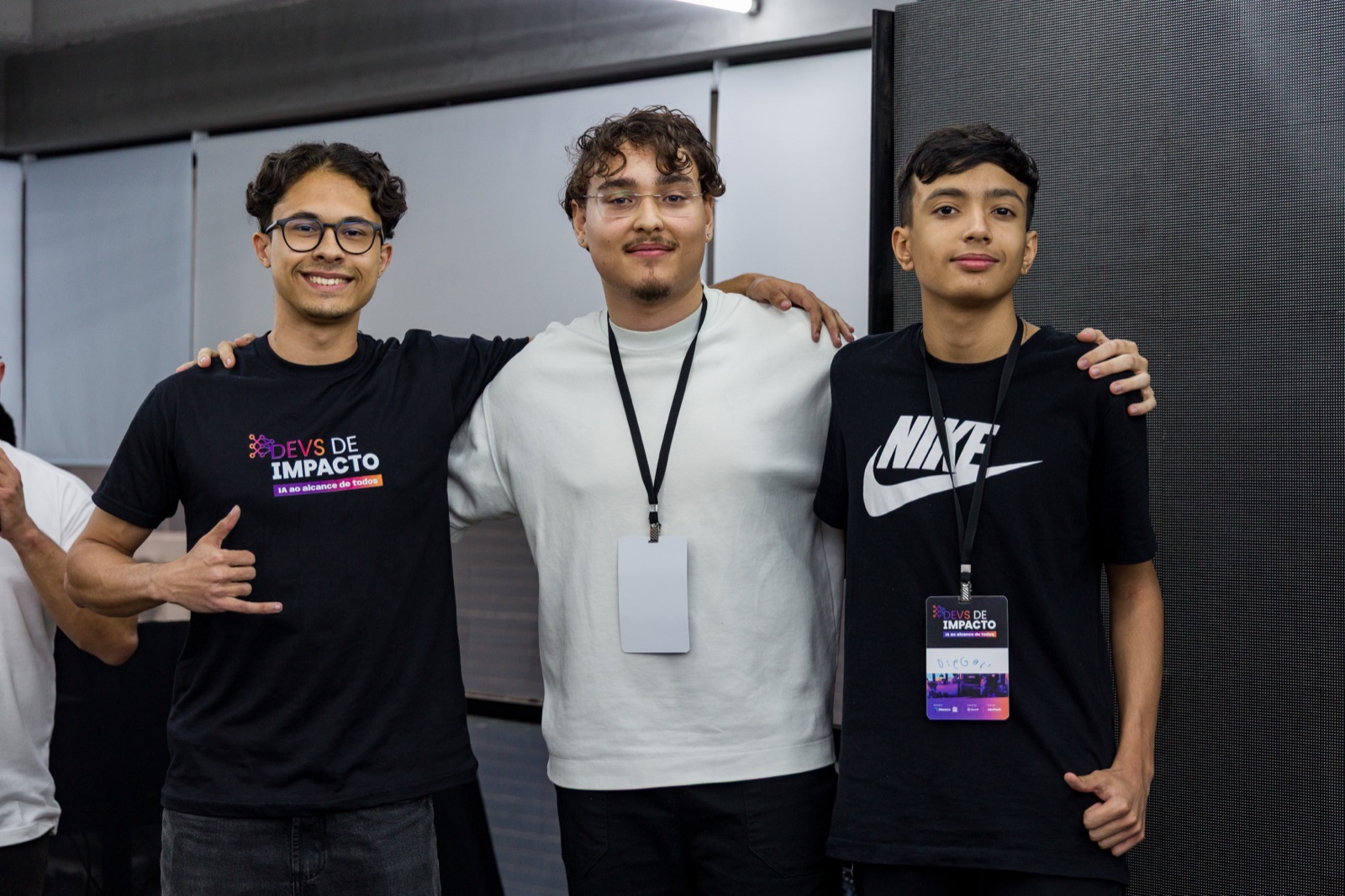 Participants together at a student technology event in São Paulo